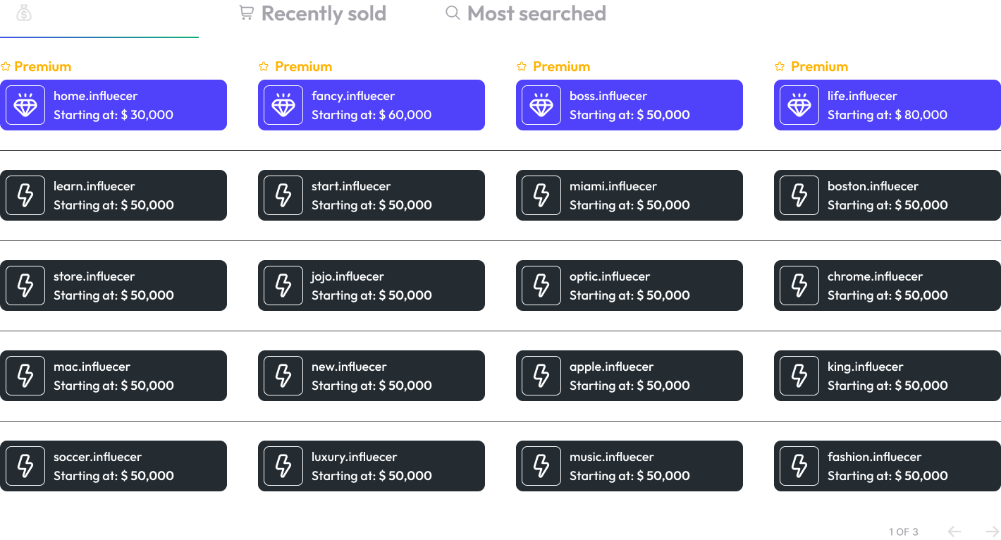 influencer domain names